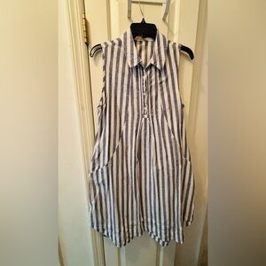 Striped Sleeveless Button-Up Dress